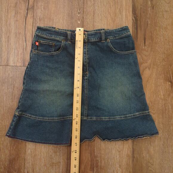 Y2K Kali Girl Women Small Denim Skirt Flare Wavy Blue Brittney Spears Acid Wash - Picture 4 of 6